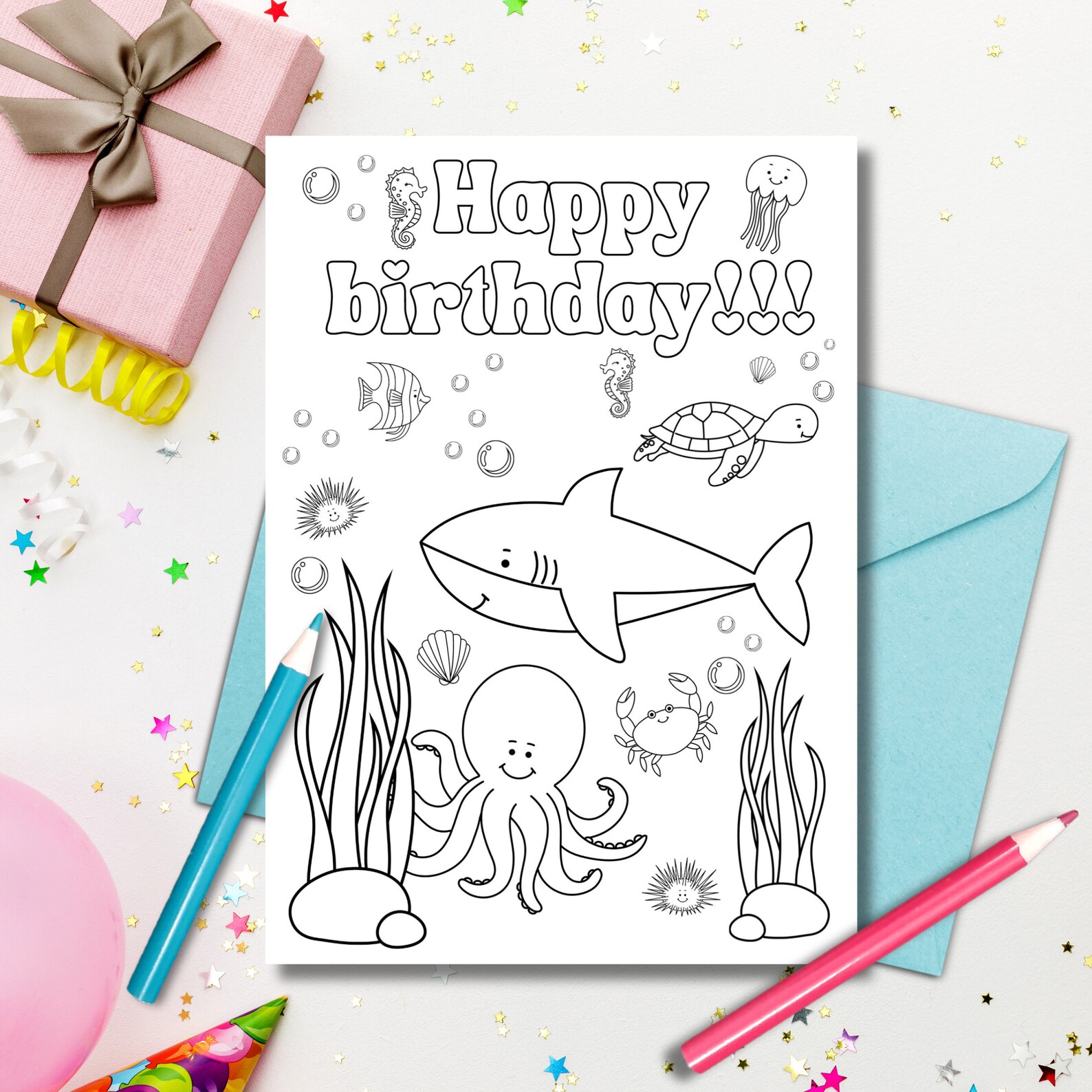Birthday Coloring Card for Kids to Color Birthday Card Printable for ...