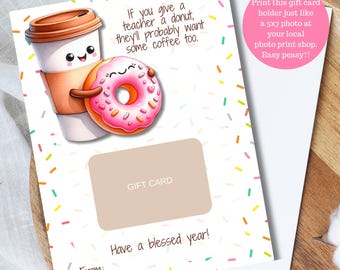 Porta tarjetas de regalo para el regreso a clases Regalo para maestros Descarga imprimible Regalo para el regreso a clases Agradecimiento al maestro