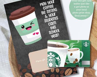 Porta tarjetas de regalo de café Porta tarjetas de regalo para maestros para el regreso a clases Regalo para maestros 1er día de clases