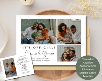 Adoption Announcement Template, Adoption Invitation Card Canva Template, Instant Download