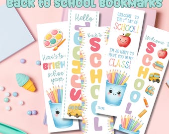 Marcapáginas de regreso a clases (5 diseños) - Marcapáginas para maestros o niños - PDF imprimible - Marcapáginas de regreso a clases - Descargar e imprimir