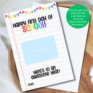 Back to School Gift Card Holder in Bright Colors - Download and Print - Teacher Gift for New School Year - 5x7 inch - Teacher Appreciation
