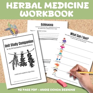 Herbal Medicine Workbook - Homeschool Unit Study - Printable 92 Page PDF