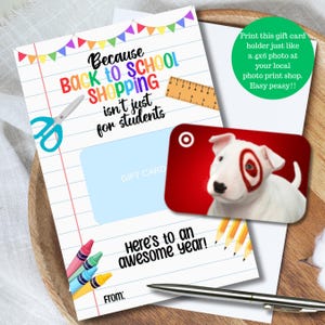 Back to School Gift Card Holder Teacher Gift Download Printable Back to School Gift Teacher Appreciation