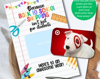 Porta tarjetas de regalo para el regreso a clases Regalo para maestros Descarga imprimible Regalo para el regreso a clases Agradecimiento al maestro