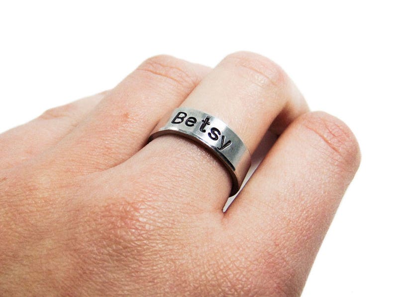 New Mom Ring Name Ring Custom Name Jewelry Handstamped Ring Personalized Gift Anniversary Ring Personalized Ring Pet Loss Gift