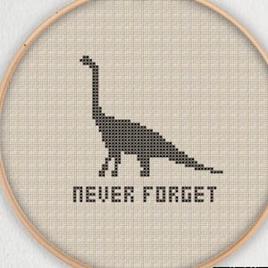 Never Forget Dinosaurs Cross Stitch Pattern - Instant Download PDF