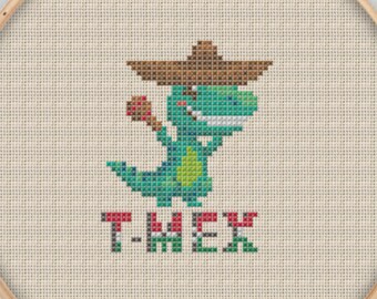 T-Mex Cross Stitch Pattern - Instant Download PDF