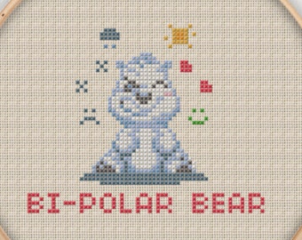 Bi-Polar Bear Cross Stitch Pattern - Instant Download PDF