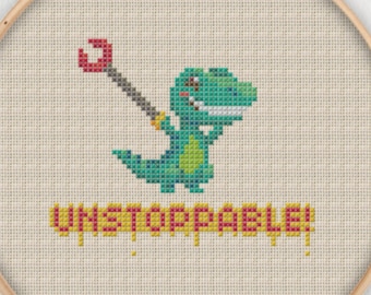 T-Rex Unstoppable Cross Stitch Pattern - Instant Download PDF