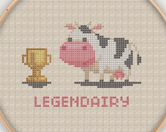 Legendairy Cow Cross Stitch Pattern - Instant Download PDF