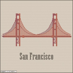 San Francisco Golden Gate Bridge Cross Stitch Pattern