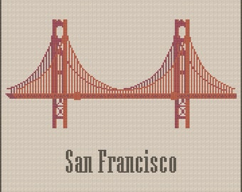 San Francisco Golden Gate Bridge Cross Stitch Pattern