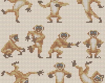 Dancing Monkeys Cross Stitch Pattern