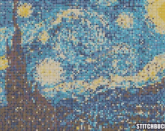 Starry Night by Vincent van Gogh Cross Stitch Pattern