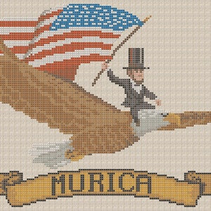 MURICA! -- America -- Lincoln Riding Giant Eagle -- Cross Stitch Pattern