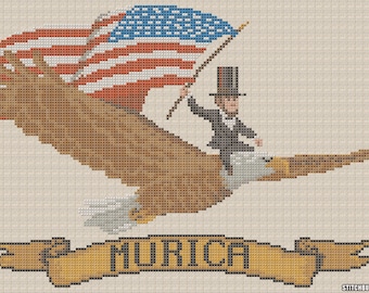 MURICA! -- America -- Lincoln Riding Giant Eagle -- Cross Stitch Pattern