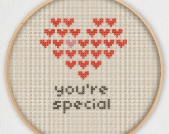 You're Special Hearts Cross Stitch Pattern  - Instant Download PDF