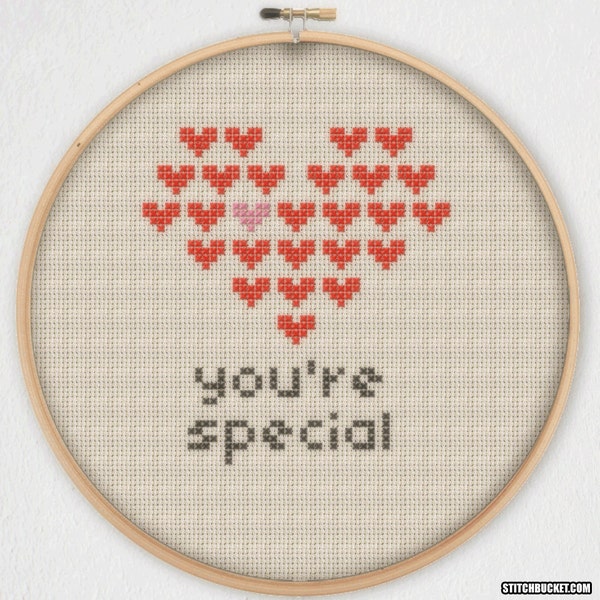 You're Special Hearts Cross Stitch Pattern  - Instant Download PDF