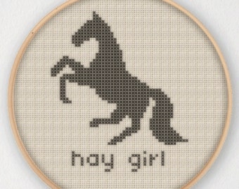 Hay Girl Horse Cross Stitch Pattern - Instant Download PDF