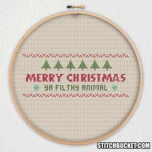 Merry Christmas Ya Filthy Animal! Christmas Cross Stitch Pattern