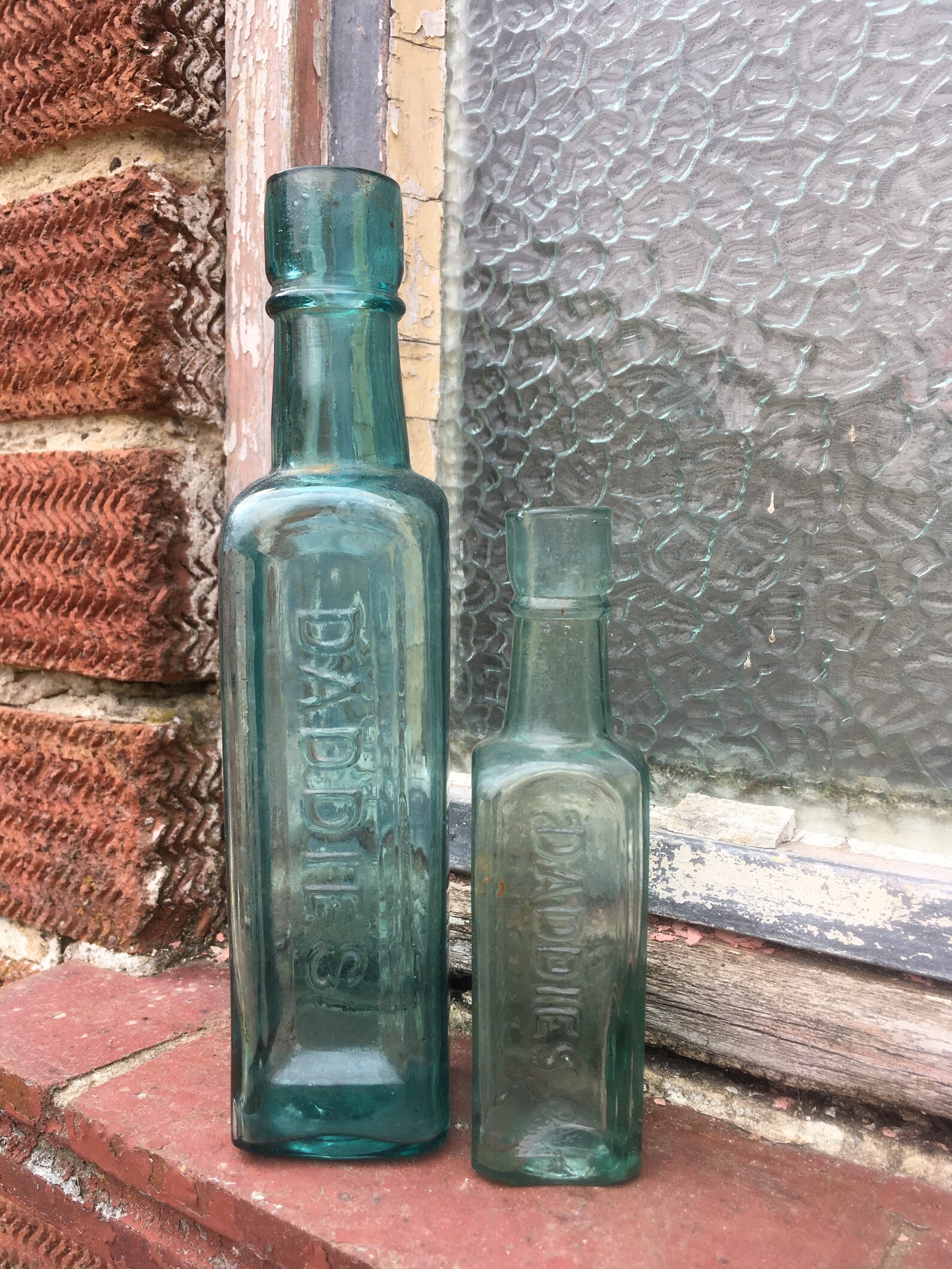 Vintage Daddies Sauce Glass Bottles Collectable Aqua Glass Etsy