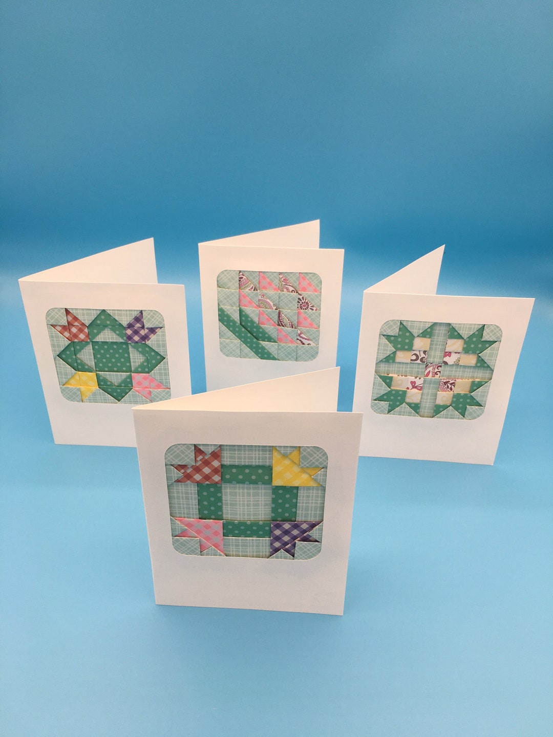 Set of 4 Quilt Design Notecards - Flowers - Etsy