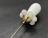 BIG Antique Milk Glass Victorian Edwardian 1890s Hatpin Hat Pin Vintage Fashion Unusual Czech Jewelry