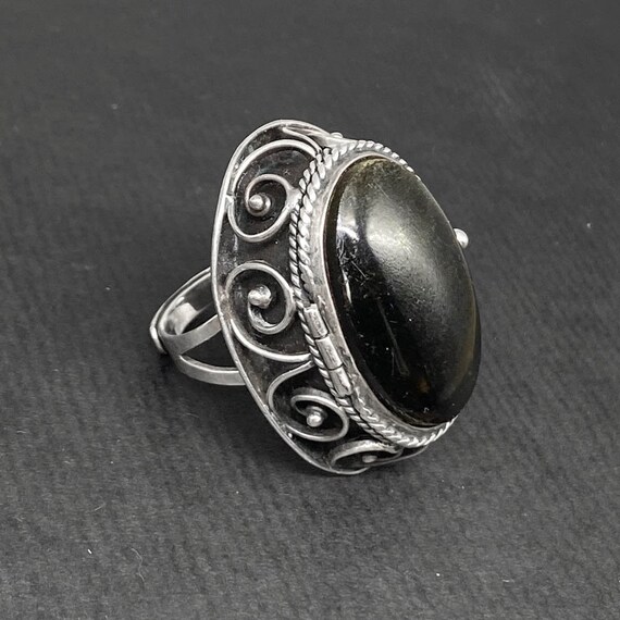 MASSIVE 50s Taxco Sterling Poison Ring, Vintage R… - image 5