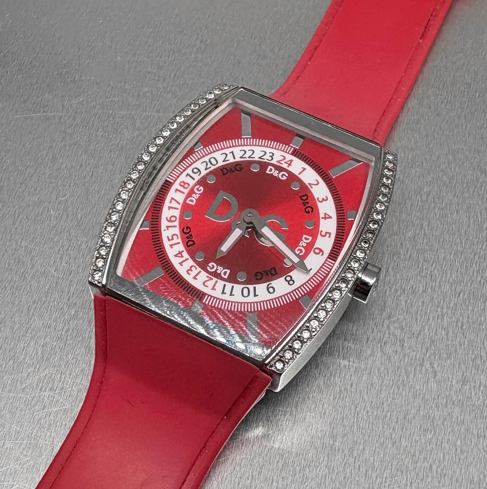 Unisex D&G Red Wristwatch, Dolce Gabbana Summer Land Series Rubber