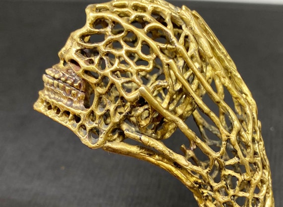 WILD Heavy Artisan Solid Brass Skull Bangle Brace… - image 2