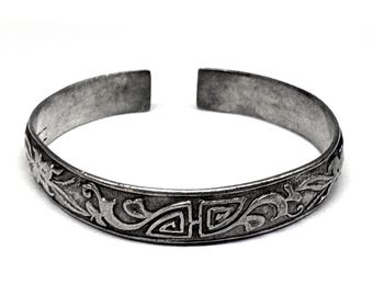 Signierter antiker chinesischer Silber Split Armreif Armband, Qing Dynastie Vintage 19th bis Anfang des 20th Century Hochzeit Ehe Unisex Herren Damen