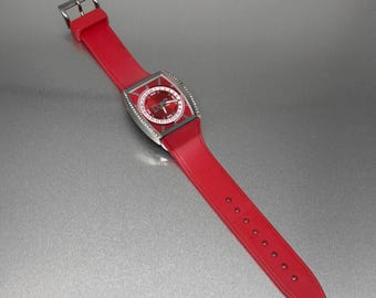 Unisex D & G Red Armbanduhr, Dolce Gabbana Summer Land Series Rubber Armband Edelstahl Swarovski Crystal Case DW0069 Unisex Männer Frauen