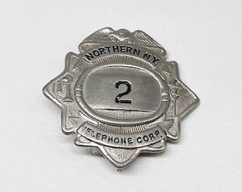 Frühes 20C NORTHERN NY TELEPHONE Corp. Abzeichen, antike Vintage Mitarbeiter Pin New York Werbung 1900er - 1920er Jahre Brosche