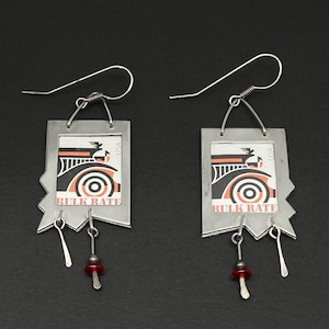 Francobollo postale artigianale in argento sterling degli anni '90, spilla in ottone con tecnica mista, prezzo all'ingrosso, automobile d'epoca antica USPS, modernista fatto a mano