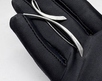 Ed Levin Modernist Sterling Silber Abstrakte Brosche Bar Pin, Vintage Mid Century Modern MCM Style signierte Artisan Studio Schmuck 80er Jahre