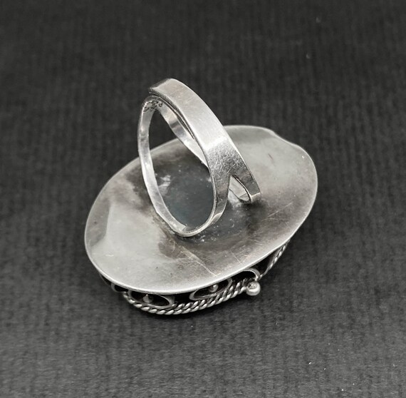 MASSIVE 50s Taxco Sterling Poison Ring, Vintage R… - image 7