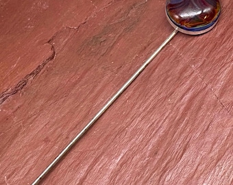 1970er SALAMANDRA ART GLASS Ohrringe Portsmouth Nh Studio Modernist mundgeblasene Sterling Silber Stickpin Artisan Designer Geschenk Anstecknadel Herren