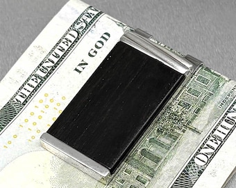 CARTIER Touch Wood Collection Geldklammer, Vintage Designer Sterling Silber Edelstahl Ebenholz Herren Designer Accessoire Geschenk