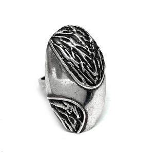 Vintage Signed Poland Modernist Sterling Silver Ring, Janusz Pytel Artisan Brutalist Studio Handmade OOAK 1980s 1990s PRL Size 8 Abstract