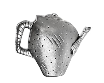 1989 Sterling Postmodern Teekanne Brosche, Vintage signiert Datiert 1989 Artisan Studio Handmade Modernist Gefäß Figural ungewöhnliche Herren Anstecknadel