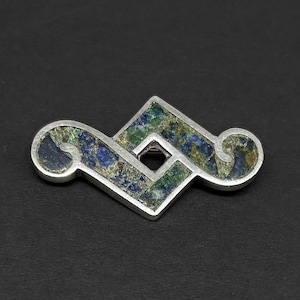 Vintage 1950er Jahre LOS CASTILLO signierte Sterling Silber Stein Mosaik Inlay Azteken präkolumbischen Design Brosche Anstecknadel Herren Unisex Taxco Mexiko