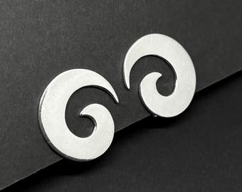 Signiert Spanisch Modernist JOSE QUINTANA I MARTI Spiral Ohrringe, Vintage 925 Sterling Silber Abstrakte Spule Geometrische Groß Clip Auf Spanien