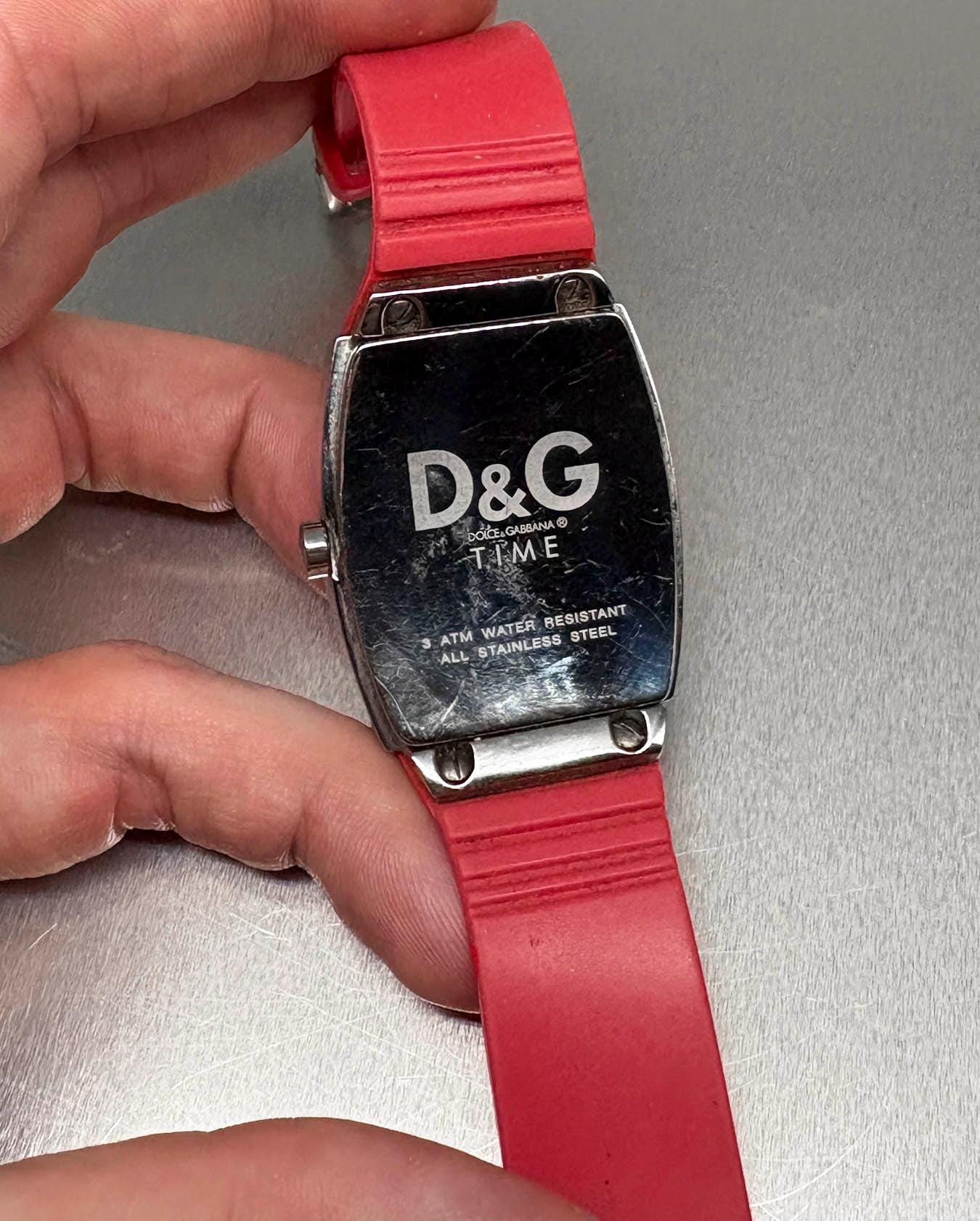 D&G Silver Stainless Steel Crystal Bezel Watch with Red Logo Accents D&G Dolce Gabbana Time Swarovski Chic Ladies Watch Stainless  main image 4