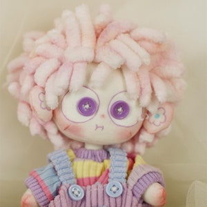 Muñeca de trapo pintada a mano + ojos de botón - 16 cm Linda muñeca de dibujos animados de taro rosa hecha a mano hecha a mano