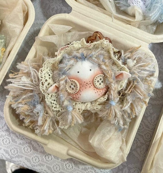 Freckles Girl Ragdoll Plushy – Button Eyes Lucky Charm Keychain