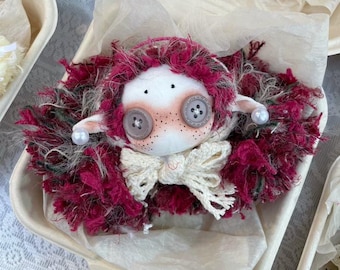 Freckles Girl Ragdoll Plushy – Button Eyes Lucky Charm Keychain