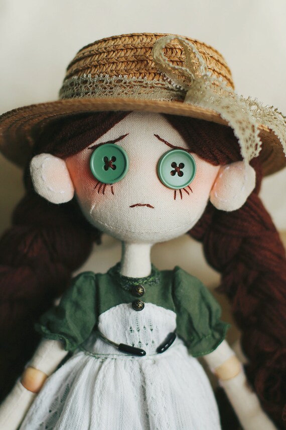Handmade Custom Button Eyes Joint Rag Doll, Fantasy/Punk/Memorial/Friends Gift Personalized Doll Mini Me