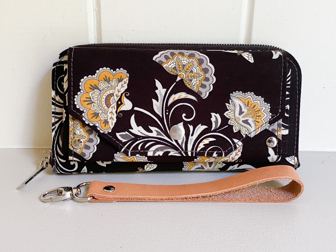 Ladies Zip Around Wallet, Clutch, Wallet, Cell Phone Wallet, Bee Wallet
