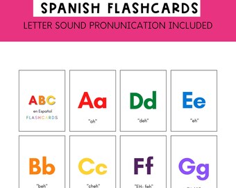 Spaanse ABC-flashcards, voorschoolse printables, cirkeltijd afdrukbaar, tweetalige flashcards, voorschoolse pdf, montessori afdrukbaar,